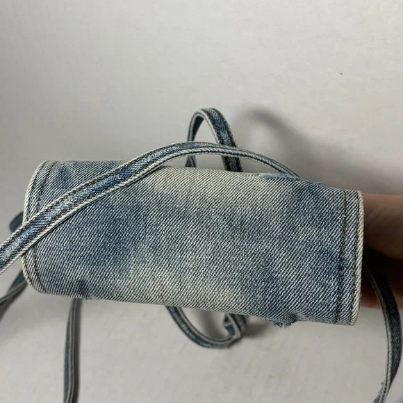 Telfar Small Denim Shopper Distressed Bag Mini Crossbody